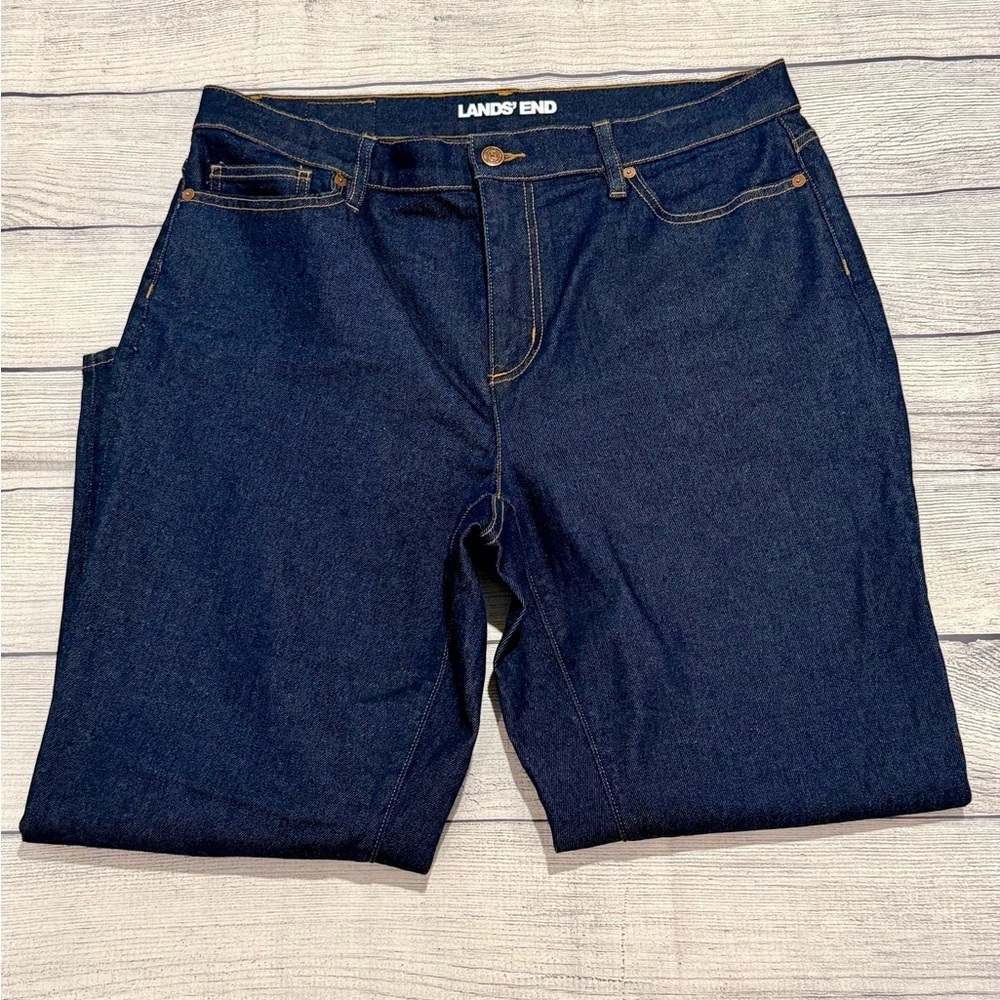 Lands' End Size 16 High Rise Straight Leg Blue Jeans - Picture 3 of 12